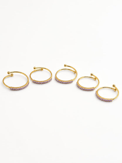 Set 5 fedine regolabili strass colorati