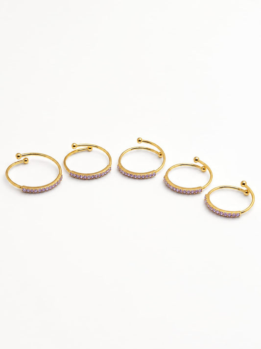Set 5 fedine regolabili strass colorati
