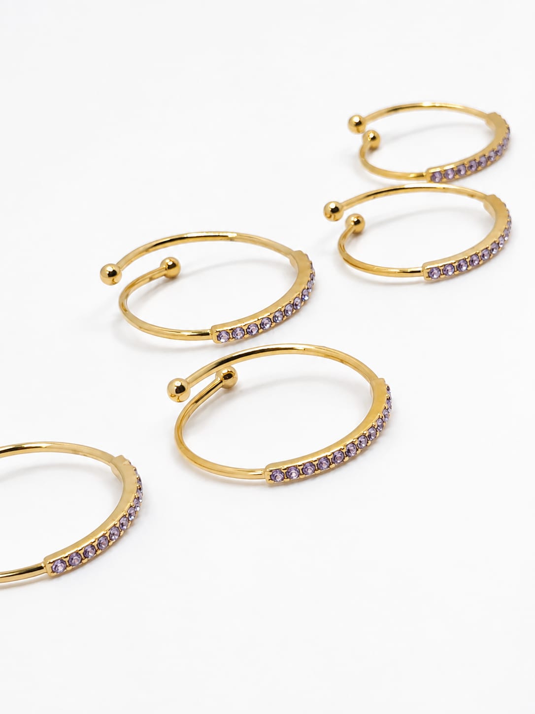 Set 5 fedine regolabili strass colorati