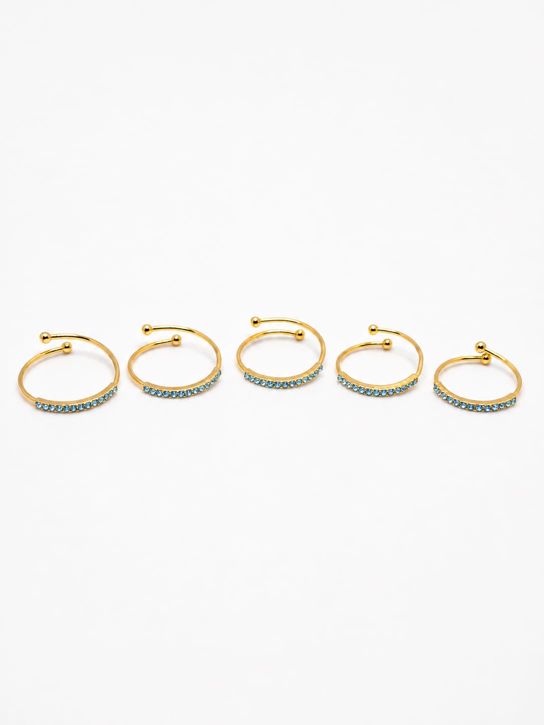 Set 5 fedine regolabili strass colorati