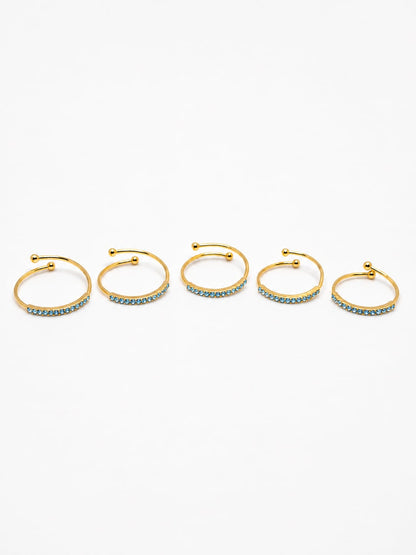 Set 5 fedine regolabili strass colorati