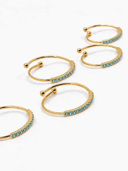 Set 5 fedine regolabili strass colorati