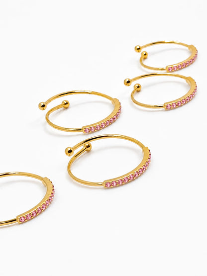 Set 5 fedine regolabili strass colorati