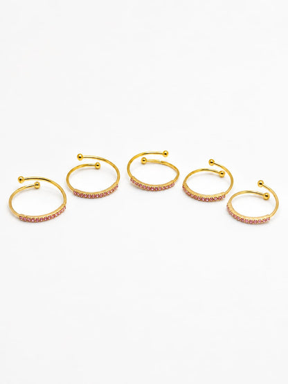 Set 5 fedine regolabili strass colorati