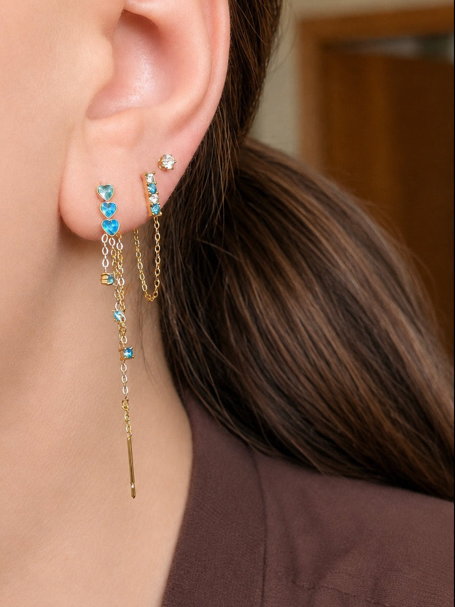 Orecchino Crystal Line Chain