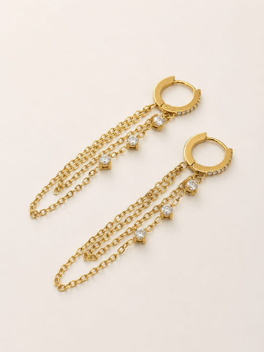 Orecchini Hoop Milky Chain