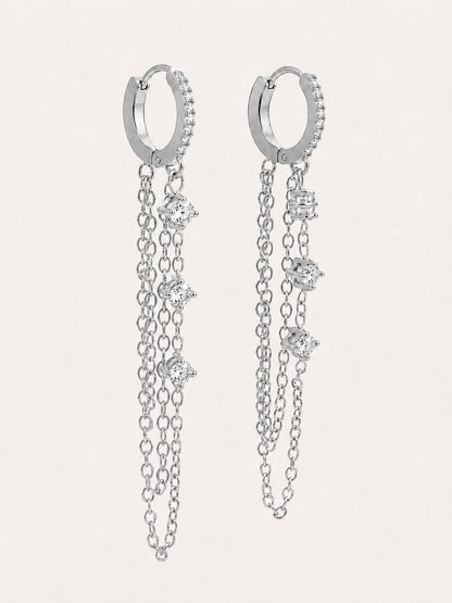Orecchini Hoop Milky Chain