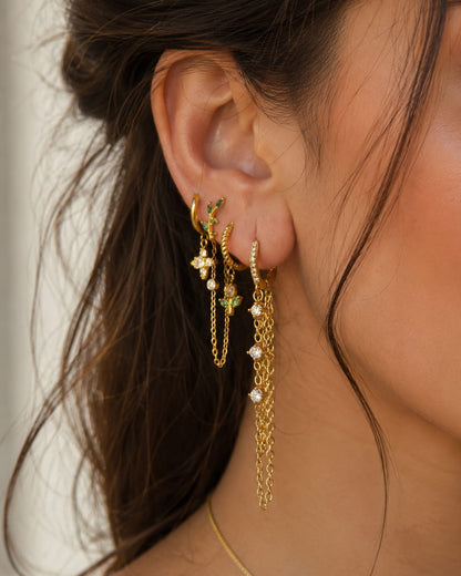 Orecchini Hoop Milky Chain