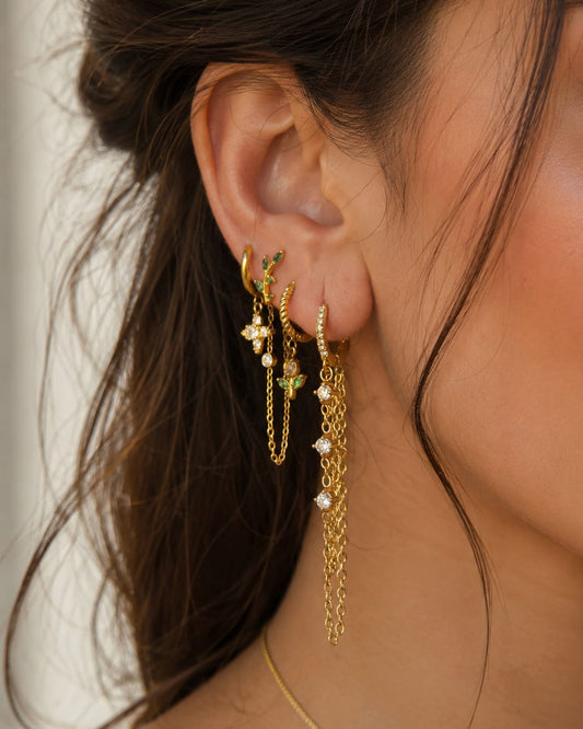 Orecchini Hoop Milky Chain