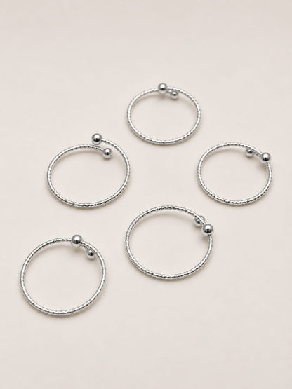 Set 5 fedine regolabili zigrinate