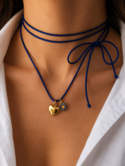 Collana Cordino Blu e Ciondoli