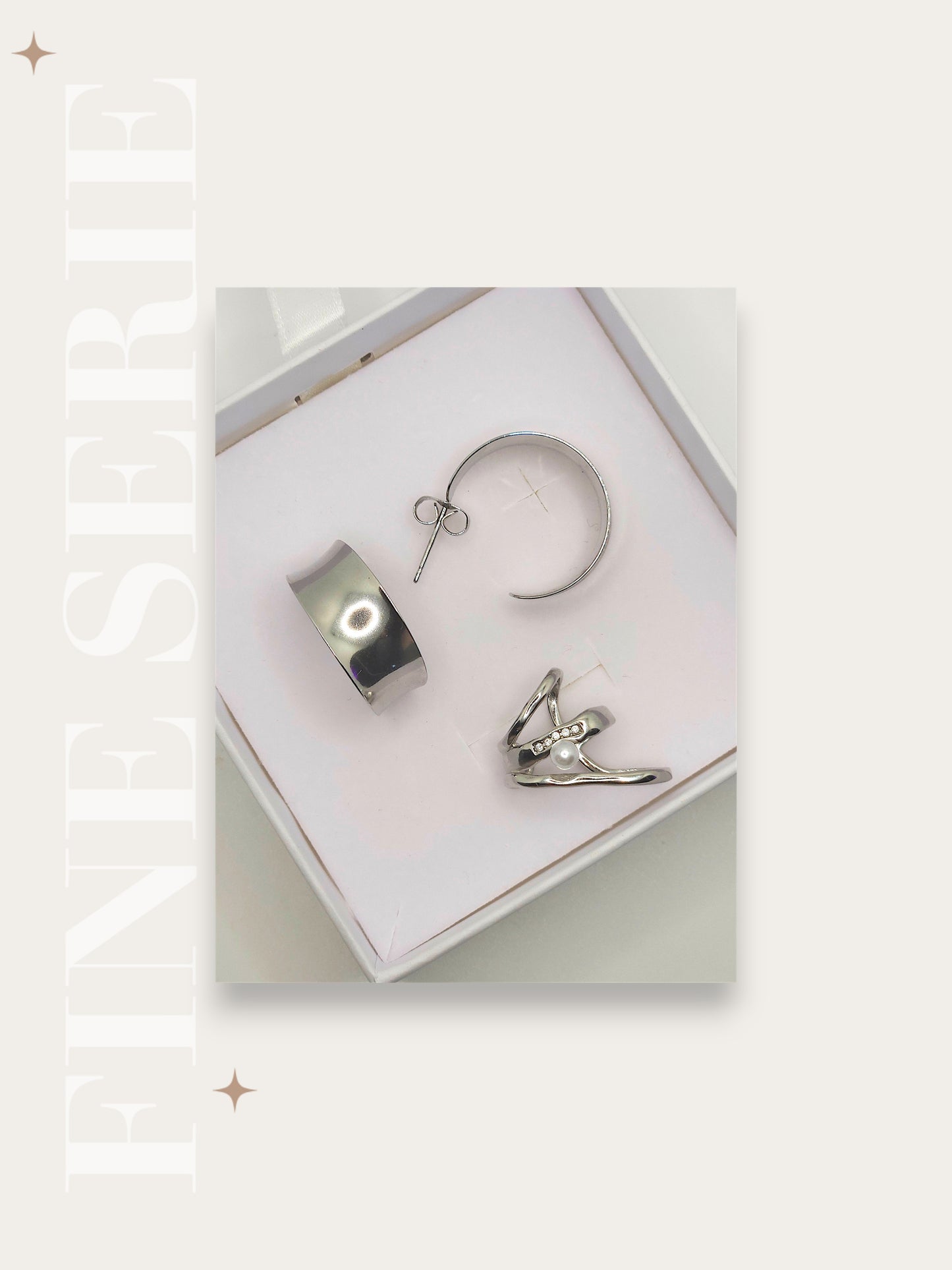 Set Orecchini Minimal e Cuff Perla