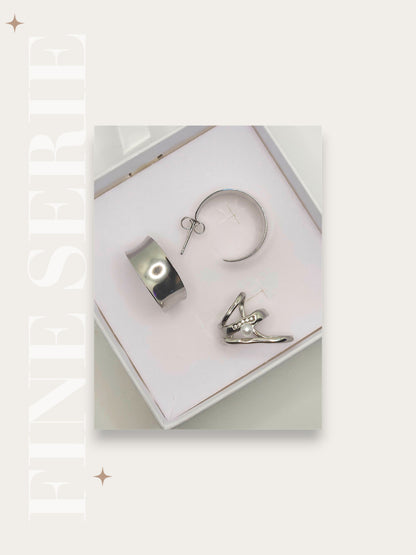 Set Orecchini Minimal e Cuff Perla