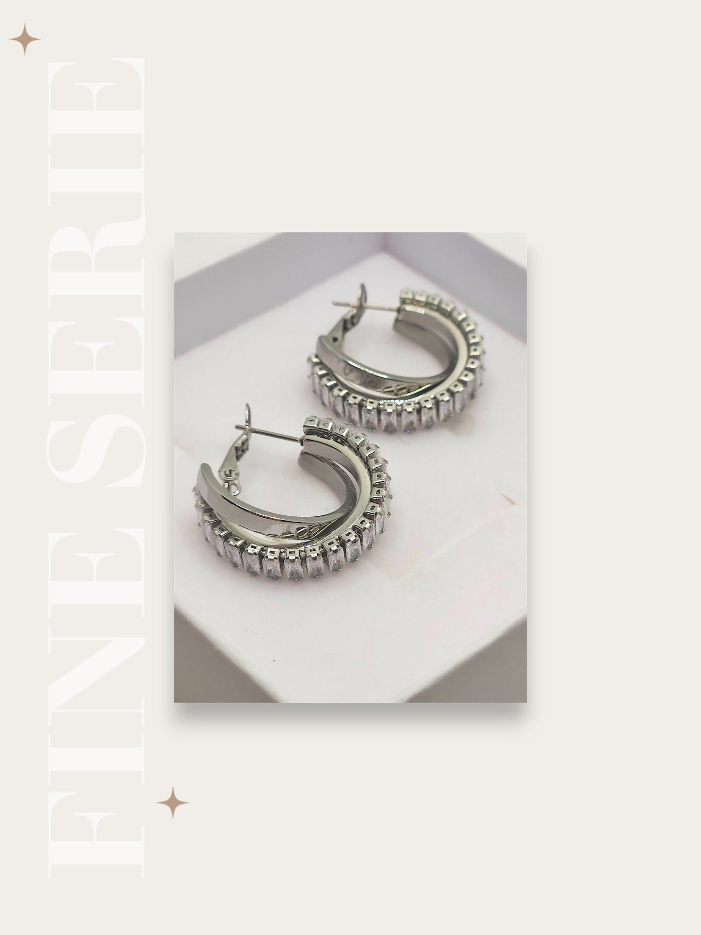 Orecchini Doppia Fascia Baguette