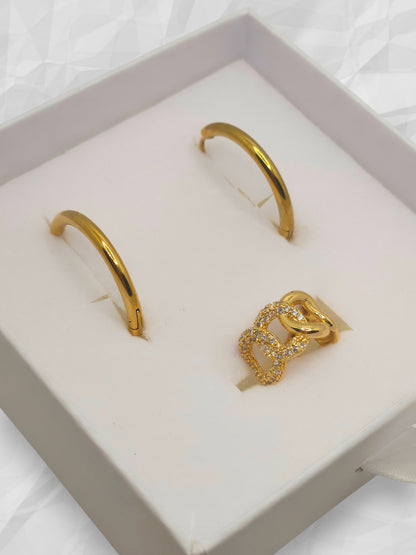 Set Orecchini Cerchio e Cuff Pavè