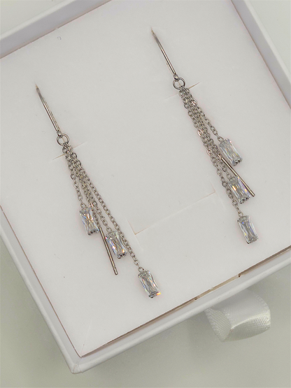 Orecchini Saliscendi Cascata Baguette