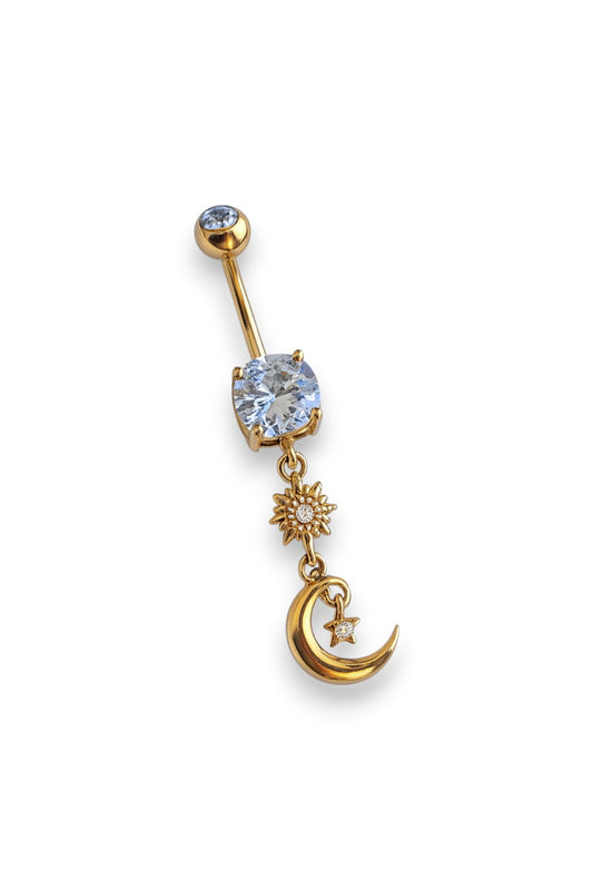 Piercing Ombelico Luna e Stelle