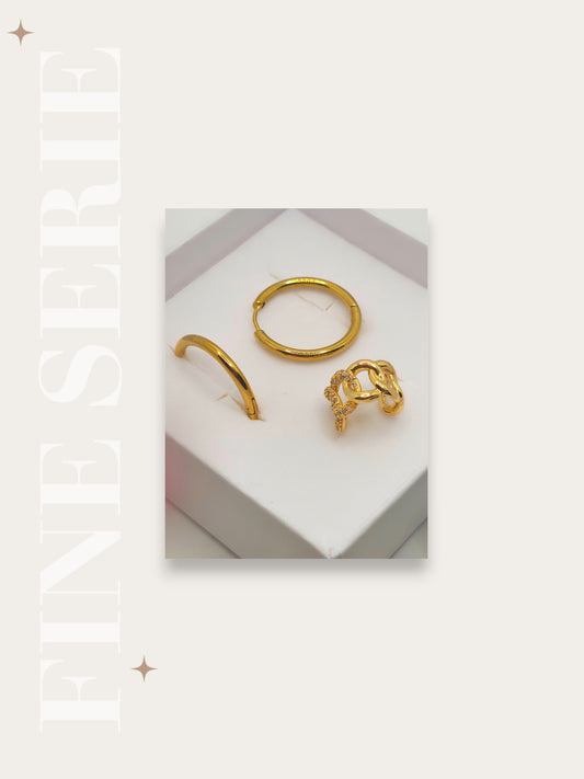 Set Orecchini Cerchio e Cuff Pavè