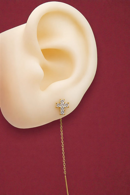 Orecchino Saliscendi Croce Baby