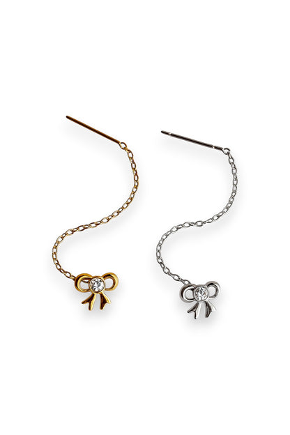 Orecchino Saliscendi Fiocco Con Zircone