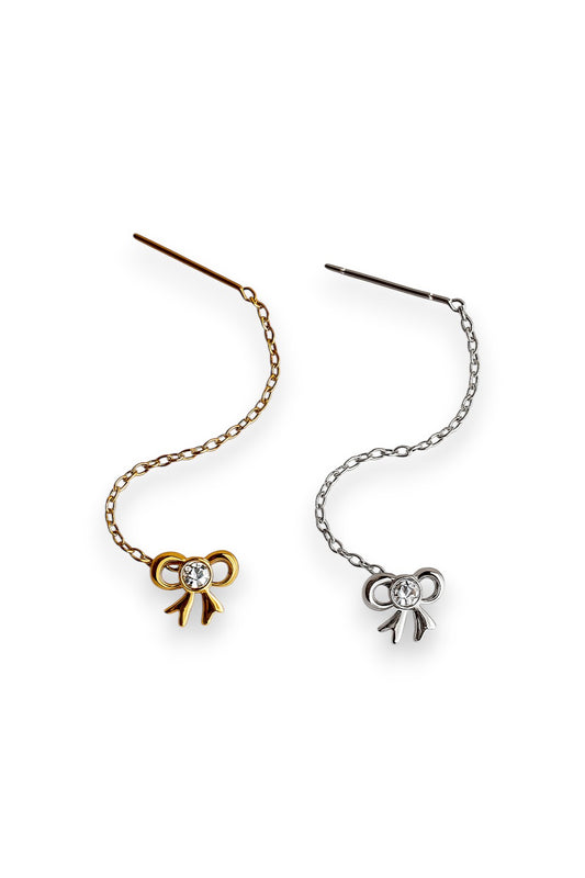 Orecchino Saliscendi Fiocco Con Zircone