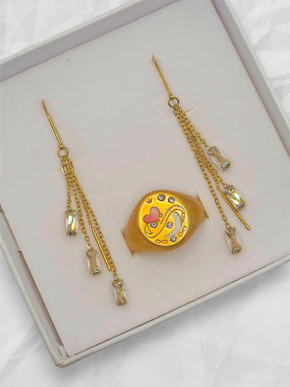 Set Orecchini Baguette Anello Infinity Love