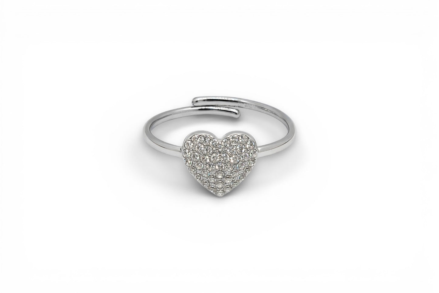 Anello Regolabile Cuore Pavè