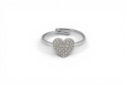 Anello Regolabile Cuore Pavè