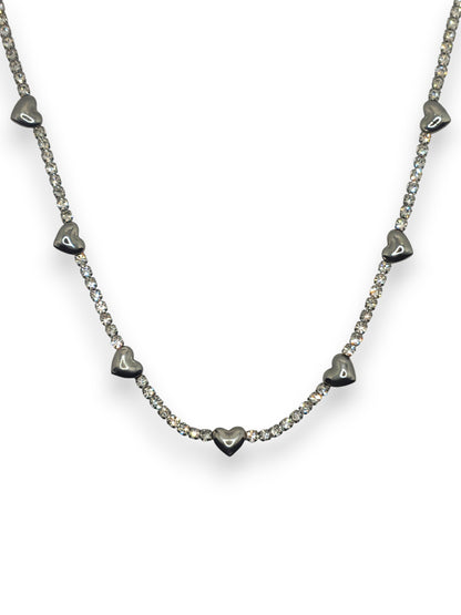 Collana Tennis Cuori Bold