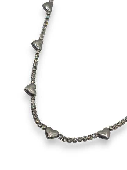 Collana Tennis Cuori Bold
